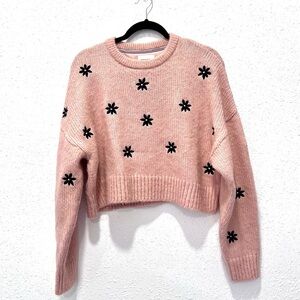 Tommy Hilfiger Pink and Black Crew Neck Sweater S